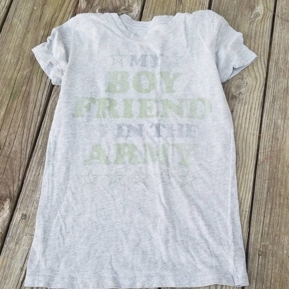 Heritage 1981 army boyfriend graphic tee gray green XS - Picture 1 of 2